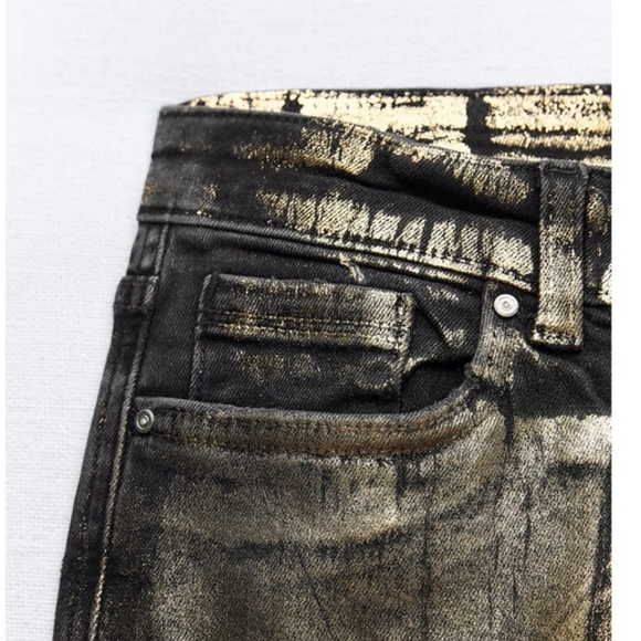 Zara FOIL METALLIC MID WAIST Z1975 SKINNY JEANS - Picture 5 of 9